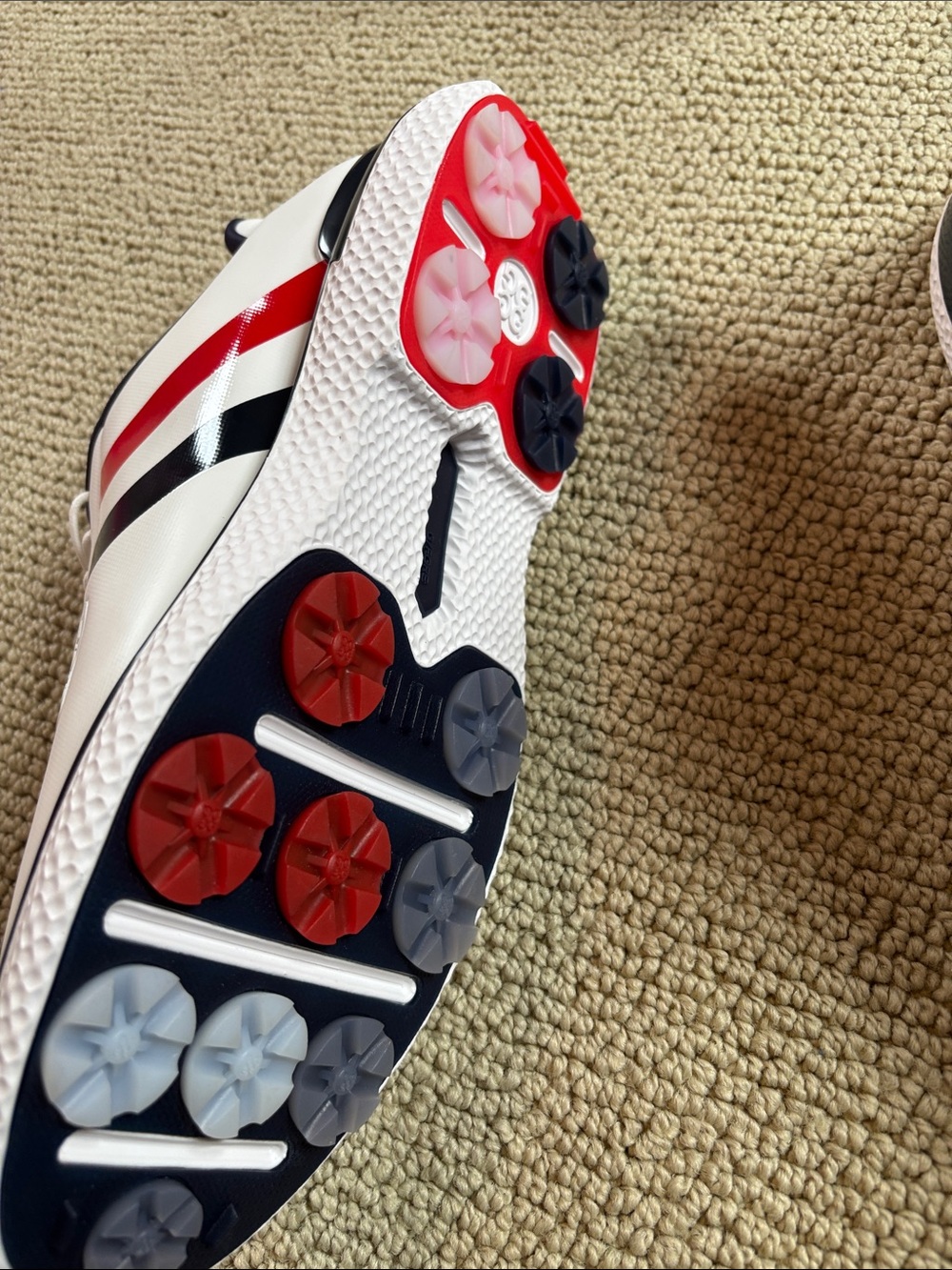 G/FORE White Golf Shoes with Red & Navy Stripes - Picture 4 of 4